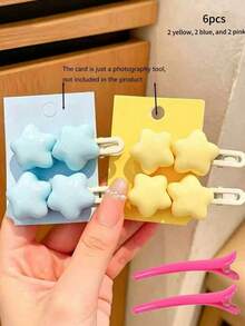 6/4/2pcs Fluffy Star-Shaped Bangs Clip & Side Hair Clip Set, Cute Sweet Girl Style, Suitable For Daily Hairstyles, Makeup, Commuting, Vacation, School, Party, Holiday, Gift, Travel, Birthday - Multicolor - View 13