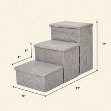 Dog Stairs With Storage And Adjustable Steps A Puppy, Small Or Medium Dog - Solid - View 3
