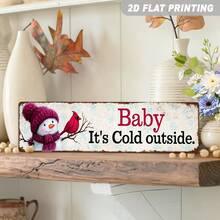2D Flat 1pc "Baby It's Cold Outside" Metal Sign, Winter Cardinal Snowman Art Decor, Suitable For Home, Living Room, Christmas Decoration Sign And Hanging Plaque, 10.01x40.01cm - A - View 5