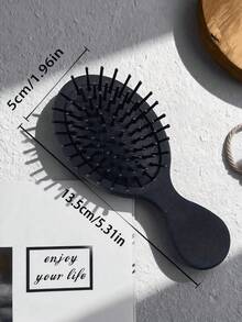 2pcs/1pc Black Pneumatic Hair Brush, Fine Nylon Bristles With Ball Tips, Elastic Base, Suitable For Scalp Massage, Effectively Reduces Frizz And Enhances Hair Volume, Minimalist Design, High-End Professional Hair Care Tool, Unisex, Suitable For Daily Use In Summer - Air Cushion Comb - View 2