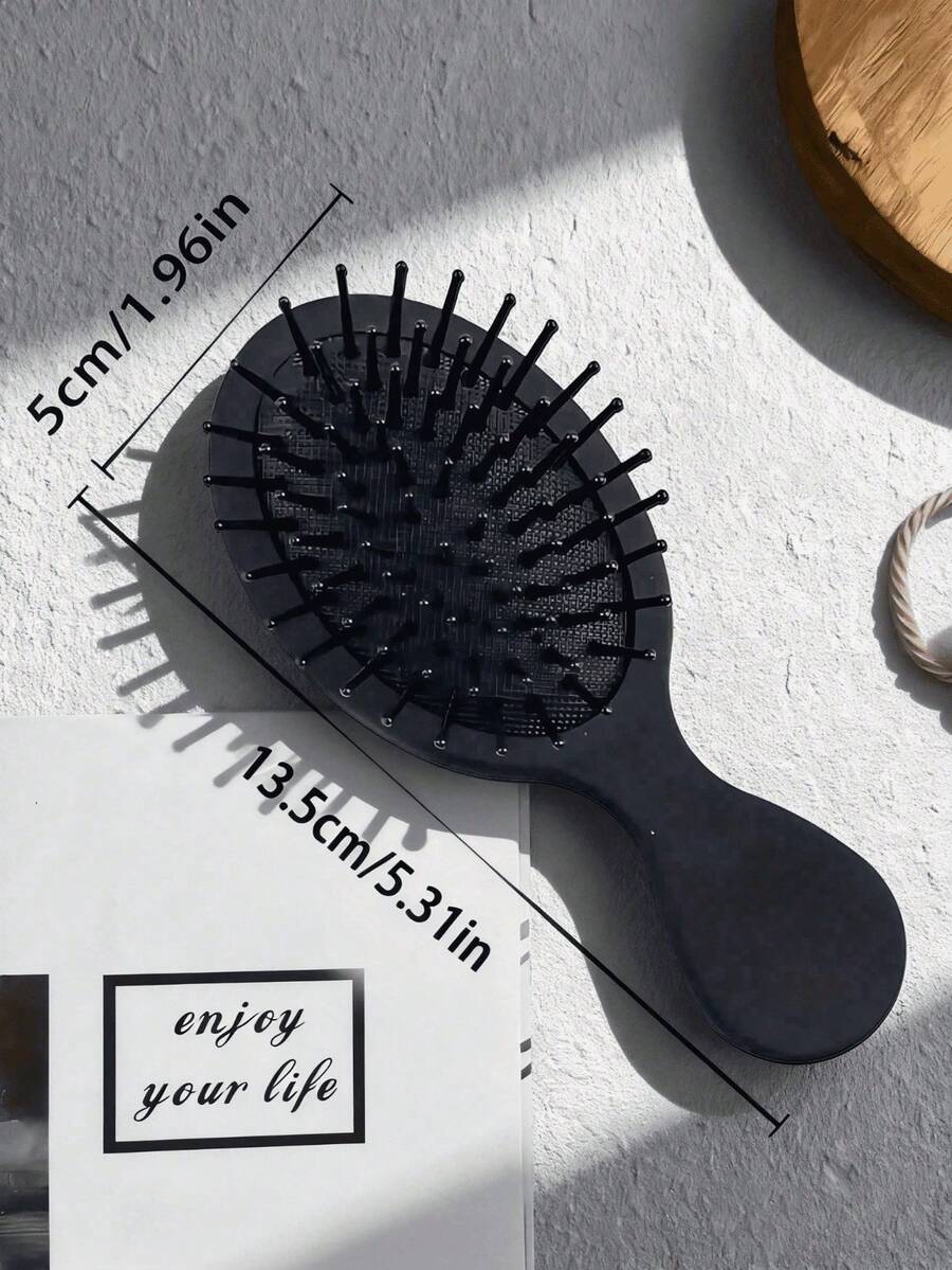 2pcs/1pc Black Pneumatic Hair Brush, Fine Nylon Bristles With Ball Tips, Elastic Base, Suitable For Scalp Massage, Effectively Reduces Frizz And Enhances Hair Volume, Minimalist Design, High-End Professional Hair Care Tool, Unisex, Suitable For Daily Use In Summer