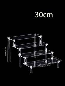 Adjustable 2-3 Tier Acrylic Display Stand, Transparent Desktop Organizer, Layered Desktop Storage Rack, Suitable For Cupcakes, Perfume, Handmade Toys - White - View 9