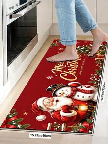 1/2pcs Christmas Kitchen Decor Rug, Santa Claus Pattern Design, Winter Kitchen Rug And Mat, Non-Slip Washable Absorbent Kitchen Accessories Decor Mat, Christmas Holiday Gift! - Multicolor - View 13
