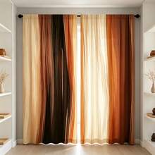 2pcs Abstract Vertical Striped Curtains, Featuring A Pattern Of Beige,Brown,And Black Stripes,2D Flat Printing,Translucent,With Rod Pockets,Suitable For Living Rooms And Bedrooms,Serving As Modern Minimalist Bohemian Home Decor - Multicolor - View 13