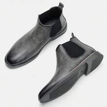 Men's Casual Chelsea Boots, Business Commute Shoes - Dark Grey - View 3