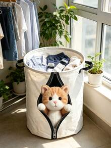 Multi Functional Large Laundry Basket/Dirty Clothes Basket,Laundry Hampers Bags,Creative Zipper Animal Pattern Design -Foldable Circular Clothes Basket,Portable Laundry Bag,For Bathroom/Bedroom,Dormitory,Housewarming Gift - Multicolor - View 4