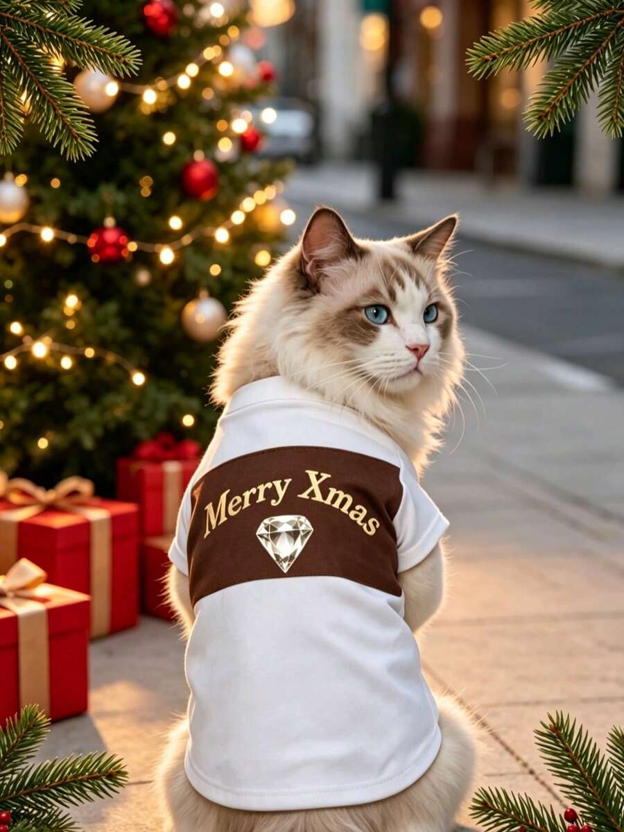 Kaos Hewan Peliharaan Motif Natal 2026 yang Menyenangkan, Cocok untuk Kucing dan Anjing, Perlengkapan Liburan Kucing yang Lembut dan Ramah Kulit, Pakaian Natal Lucu untuk Membuat Anjing Bahagia - MultiWarna - View 1