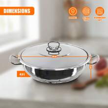 Geezy Stainless Steel Casserole Pot With Lid Shallow Induction Casserole Dish With Ovenproof Base (Not Lid) For Gas, Electric, Ceramic & Halogen Hobs, Dishwasher Proof Cookware - View 10