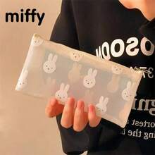 1pc Miffy Theme Transparent Frosted Pencil Case, Minimalist All-Over Rabbit Head Pattern Design, Semi-Transparent Frosted Material With Refreshing Texture, Smooth Zipper Closure Without Jamming, Long Large Capacity Can Store Multiple Pens, Erasers, Rulers And Other Stationery, Also Can Be Used As A Small Makeup Storage Bag, Portable And Lightweight Without Taking Up Space, Ideal Birthday Gift, Suitable As Birthday Surprise Gift, Birthday Party Favor, Gift Exchange With Friends, Fresh And Healing Style Storage Bag, Perfect For Daily Study And Office Storage Or As A Birthday Gift For Friends. - Multicolor - View 1