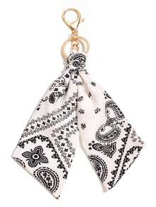 1pc Vintage Paisley Fabric Pendant Bag Accessory Ornament Car Hanging Decoration Creative Keychain Gift, Paisley Pattern Bohemian Polyester Fiber - Multicolor - View 4