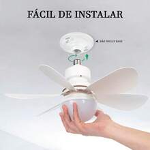Ventilador De Teto Luz LED 60W/80W Com 6 Hélices 3 Tipos De Luz Bivolt Com Controle Remoto - Multicolorido - Visão 3