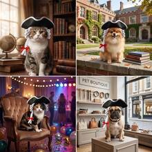 Pet Halloween Judge Wig Hat Cat Dog Cosplay Headpiece Funny Party Photo Prop Gift With Adjustable Magic Tape - Multicolor - View 2