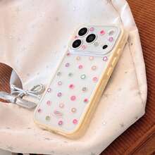 GUCADI Honey Yellow Polka Dot Pattern Phone Case, Compatible With Apple 18 Pro, 17, Yellow Border, 15 Full Coverage, 16 Matte, Fashion, Unique, Creative, Geometric Pattern, Minimalist Style, Color Block Style, Niche, Ins Style. - Honey Yellow - View 6