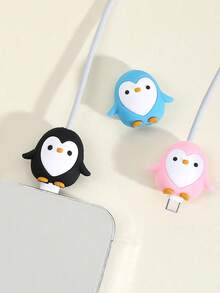 Data Cable Anti-Break Protector, Penguin Silicone Data Cable Protector Head, Compatible With Apple Charging Cable Anti-Break Protector, Cable Organizer - Multicolor - View 1