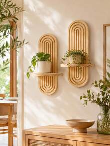 2pcs Bohemian Style Wooden Wall Frame Rainbow Arch Wooden Floating Shelf Multi-Functional Storage Rack Easy To Install Suitable For All Seasons Home Decor Mid-Century Modern Rainbow Decoration - Suitable For Bedroom, Living Room, Hallway, Room, Kitchen, Office, Farmhouse And Other Room Decor, Garden Decor, Wedding Decor, Home Decor, Halloween, Christmas, Autumn Home Decor, 1pc - Multicolor - View 6