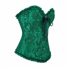 1pc Women's Court Style Jacquard Vintage Corset Corset, Suitable For Halloween Outfit - Dark Green - View 2