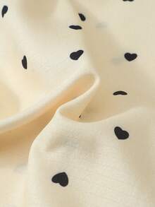 2pcs Women's Comfortable Heart Print Short Sleeve Collared Top And Bow Shorts Pajama Set - Apricot - View 8