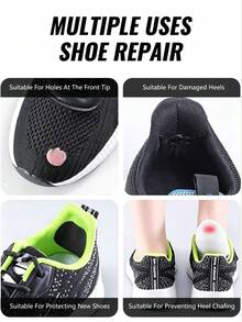 1pc/6pcs Self-Adhesive Shoe Repair Patch, Mesh Shoe Lining Repair Sticker, Sports Shoes Upper Repair Accessory - Black - View 2