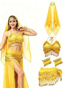 Coin Dangle Chest Ornament Hip Decor Head Veil Wrist Cuffs, Exotic Themed Music Festival Rave Party Body Decor Accessories (Multiple Colors Available) - Multicolor - View 6