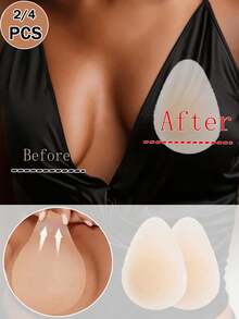 2/4pcs Women's Silicone Breast Lift Covers, Self-Adhesive Invisible Teardrop Nipple Covers For Backless, Strapless & Low-Cut Dresses - Multicolor - View 1