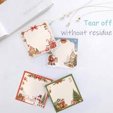Set 4 Buah Kertas Tempel Natal untuk Catatan, Pengingat, dan Jurnal - Total 200 Lembar dengan Motif Pita, Manusia Salju, Santa Claus, Pondok Salju, dan Pohon Natal - Bantalan Memo Persegi untuk Perencana, Buku Harian, Hadiah Liburan (200 Lembar) - A - View 8
