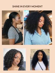 Side Part Curly InvisiBlend™ V Part Drawstring Wig For Natural Hair Match Mixed Curly Minimal Leave-Out Side Part Styling Seamless Glueless Transparent Lace Parting Flexibility Fit All Head Sizes 100% Human Hair Beginner-Friendly Unice Wig - SNatural - View 9
