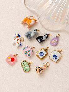 1pc Sweet & Cute Enamel Metal Charm Assortment, Multi-Pattern Mini Pendant Charms With Adorable Pet Animals And Fun Daily Elements, Lead-Free & Nickel-Free, DIY Jewelry Making Supplies, Perfect For Bracelets, Necklaces, Earrings, Keychains And Handmade Gifts - Multicolor - View 4