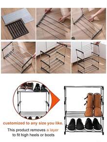 Kệ giày độc lập 3/4/5 tầng bằng thép không gỉ, kệ giày nhiều lớp có thể xếp chồng, kệ lưu trữ nhỏ điều chỉnh được, dễ lắp ráp, tủ lưu trữ đứng sàn, phù hợp cho lối vào, phòng khách, ký túc xá, đồ dùng thiết yếu cho gia đình, lưu trữ và sắp xếp giày - Nhiều màu - Xem 6