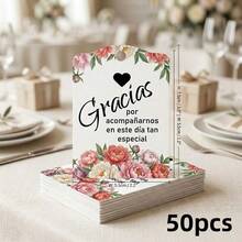 50入西班牙文「Gracias」感謝吊牌，300g花卉卡紙，適用婚禮禮物、派對、新娘婚前派對、週年慶祝（僅卡片，不含繩子） - A - 查看 7
