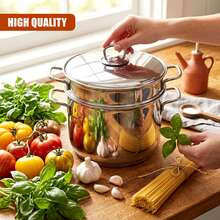 Geezy Stainless Steel Pasta Pot With Strainer Insert & Lid 6L - 3 In 1 Deep Stockpot & Colander Set For All Hobs, Gas & Induction - Dishwasher Proof Spaghetti Noodle Cooking Pan - View 10