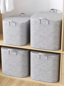 1pc Grey Large Capacity Storage Bag, Clothing Storage Bag, Miscellaneous Storage Bag, Dual-Way Alloy Zipper, Sturdy Handle, Soft Fabric, Precise Zipper, Suitable For Home Miscellaneous Storage, Clothing Organization, Seasonal Bedding Storage - Grey - View 7