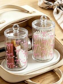 Bow-Adorned Storage Box-Ideal For Organizing Beauty Products Or Displaying Items On Your Desk. It Features A Transparent Design For Easy Visibility And Makes A Perfect Gift For Women For Christmas, Halloween, Or Thanksgiving. - Multicolor - View 5
