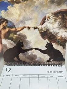 2027 Calendar: 12-Month Double-Sided (Page) Thick Paper, 21.08x21.08cm Screaming Cat Theme Wall Calendar | Brightly Colored Design, Suitable For Personal Planning And Fun Office And Home Decoration - Multiple Styles - View 5