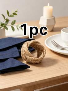 1/2/4/6pcs Macrame Napkin Rings, Boho Natural Material Napkin Holders, Rustic Farmhouse Style Napkin Rings - Camel - View 10