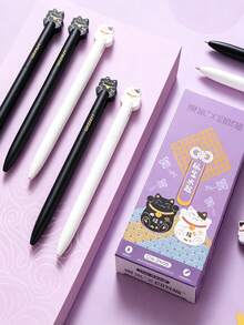 2/1 buah Pulpen Netral Berputar Gaya Cina Motif Kucing Keberuntungan, Desain Kucing Lucu, Tinta Hitam Cepat Kering 0,5mm, Makna Keberuntungan untuk Siswa, Pulpen untuk Latihan Ujian, Pulpen Cepat Kering untuk Siswa, Hadiah Kecil untuk Kelas - MultiWarna - View 2