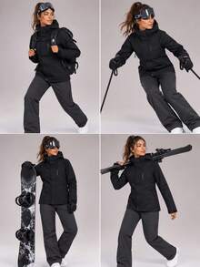 CZRLHYT Women's Hooded Softshell Jacket With Zipper Pockets, Suitable For Hiking, Camping, Climbing, Casual Outdoor Sports - Black - View 9
