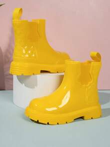 Girls' Colorful Short Rain Boots, Glossy Non-Slip Waterproof Outdoor Rain Shoes - Yellow - View 6