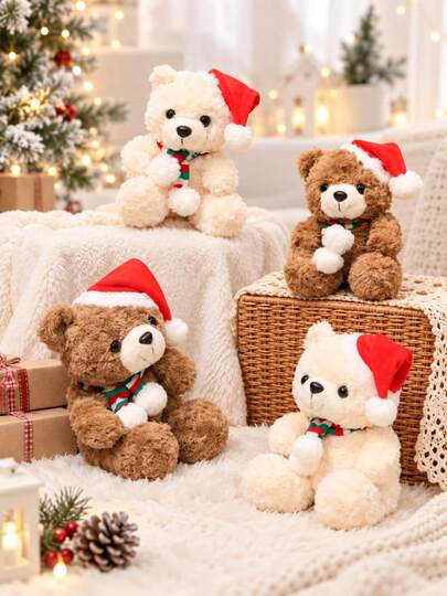 Nueva bufanda de Navidad con oso de peluche, suave y cómoda, decoración del hogar y de fiesta, regalo perfecto para Navidad, Año Nuevo, Día de San Valentín, boda y otras ocasiones, regalo sorpresa para fiesta de cumpleaños infantil