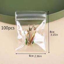 100pcs Small PVC Self-Sealing Jewelry Bags, Transparent Zipper Lock Storage Pouches For Bracelets, Rings, Earrings, Valentine's Day Gifts, Wedding Party Favors, Travel Accessories, Jewelry Display And Organization - Multicolor - View 12