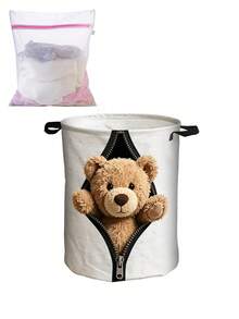 Multifunctional Large Laundry Basket/Dirty Clothes Bin, Laundry Storage Bag, Creative Zipper Animal Pattern Design - Foldable Round Clothes Basket - Multicolor - View 15
