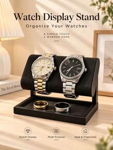 Tempat Display Jam Tangan & Perhiasan Ganda dengan Kotak Penyimpanan Meja Berbahan Halus - Tempat Jam Tangan & Kalung/Cincin Multifungsi, Cocok untuk Pria dan Wanita, Tempat Jam Tangan Plastik, Cocok untuk Kantor, Toko Ritel, Aksesori Kotak Perhiasan - MultiWarna - View 1
