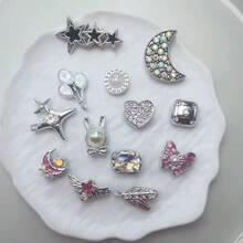13件組 INS風鞋飾吊飾，月亮羽毛蝴蝶星星 DIY 可拆卸配件，包包裝飾洞洞鞋配件 鞋飾服飾珠寶 - 彩色 - 查看 2