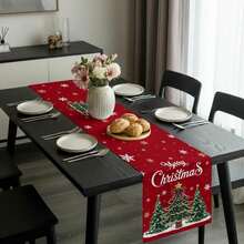 Christmas Snowflake Xmas Tree Star Table Runner Party Decor Reusable Winter Xmas Kitchen Dining Table Runner Christmas Decorations - Multicolor - View 5