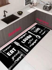 SANJIANGDI 1pc Simple Line Drawings Of Tableware Pattern Mat, 3.5 Mm Soft Rubber That Absorbs Water And Is Easy To Clean. Suitable For Corridors, Bathrooms, Living Rooms, Outdoor Door Mats, And Toilets. Useable Throughout The Year And For Various Holidays. - Multicolor - View 18