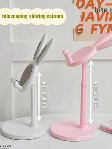 1PC Adjustable Rabbit Ear Phone Stand, Height Adjustable Desktop Phone Tablet Holder, Cute Bunny Cell Phone Mount For Desk, Stable Base, For Watching Videos Studying - Multicolor - View 9