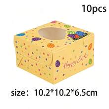5pcs 10.2*10.2*6.5cm Rabbit Egg Shaped Transparent Window With Lid Anti-Deformation Baking Pastry Packaging Box, Fresh And Cute Style, Multi-Color Options, Square, Suitable For Donuts, Mini Cakes, Cookies And Other Desserts, Applicable To Birthday Party, Afternoon Tea, Gift, Picnic, Daily Baking Scenes - Multicolor - View 10