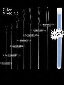 7/14pcs 0.15-0.7mm Mixed Twisted Needle With Needle Tube, Ultra-Fine Beading Tool, Steel Wire, Handmade DIY Jewelry Making - View 10