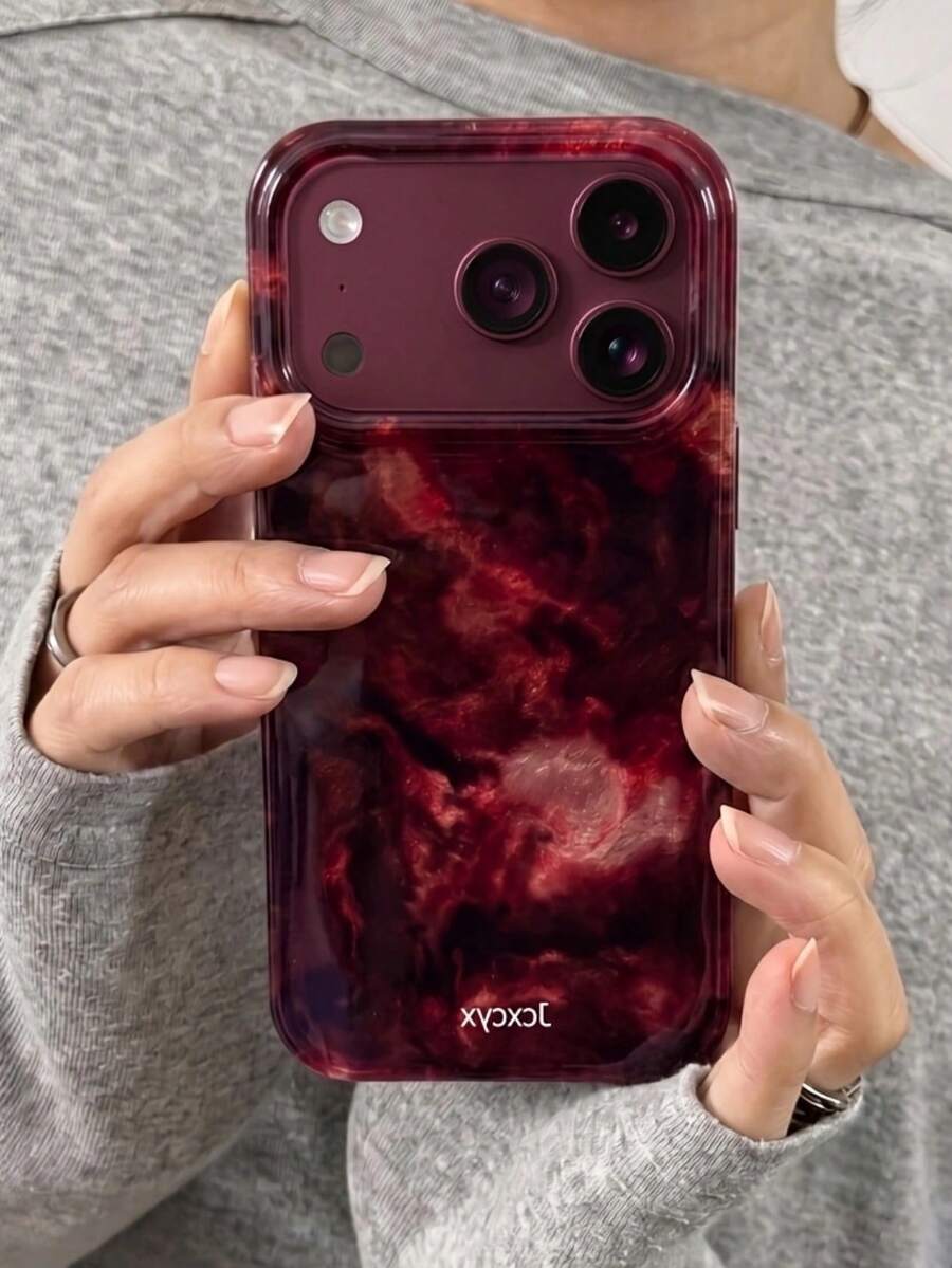 1pc Amber Gradient Aesthetic Phone Case, Compatible With IPhone 18 17 Pro Max 16 15 14 13 12 Pro Max, Transparent Red Soft Silicone Back Cover