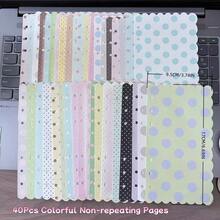 A6/A7/M5 Cute Wavy Edge Polka Dot Loose Leaf Refill Paper 40 Sheets Colorful Non-Repeating Loose Pages Suitable For A6 A5 Planner Notebooks - A - View 11