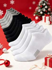 9 Pairs Unisex Sports Short Socks, Breathable Thick Running Socks, Non-Slip Low-Cut Socks, Suitable For Running, Gym Fitness And Daily Wear - Multicolor - View 1